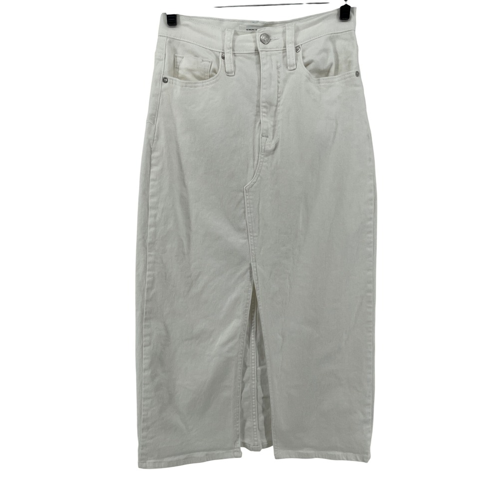 Long Denim Skirt Womens 26 White Western Cowgirl Coastal Country Cottagecore